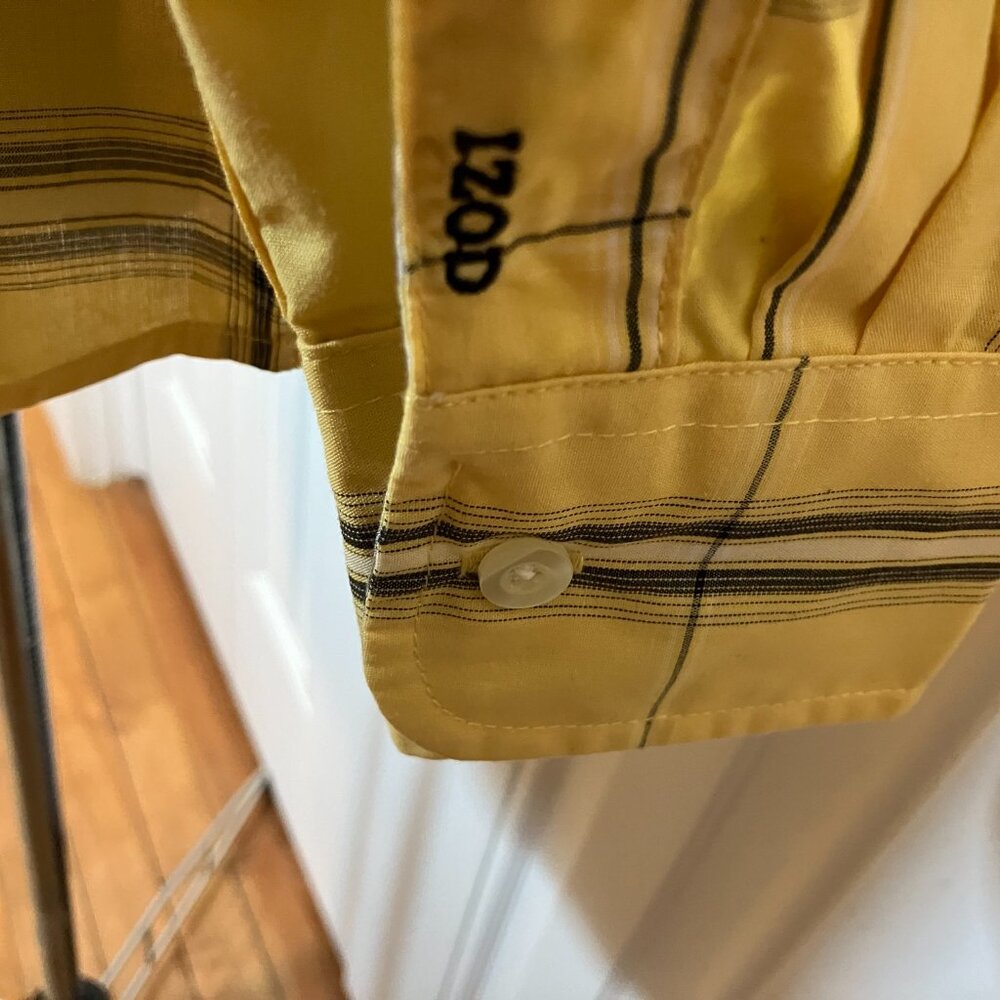 Men's Izod Yellow/Navy/White Plaid No Iron Shirt Size M - Picture 4 of 6